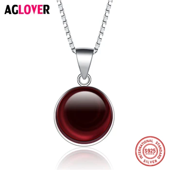 

New Arrivals 925 Sterling Silver Necklace Women Charm Red Crystal Pendant Necklace Luxury Female Jewelry