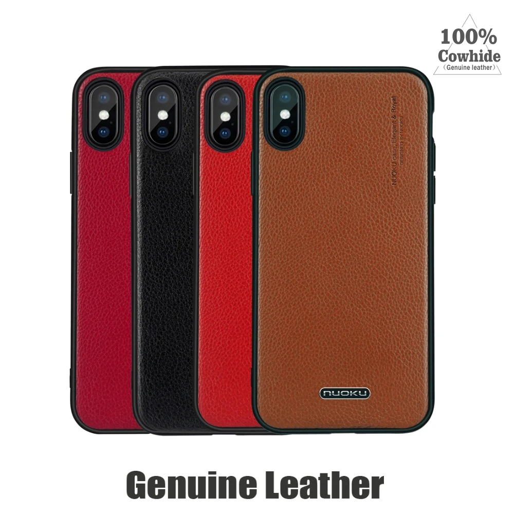 

Luxury Genuine Leather Phone case For iPhone 6 6s 7 8 Plus X Business Soft TPU Back Cover For Samsung s9 Plus Anti-knock