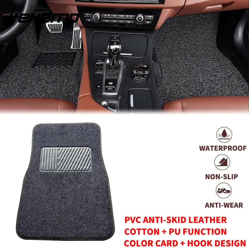 

Vehemo 4pcs Cotton + PU Auto Carpet Driver Floor Mat FloorLiner Premium Vehicles Driving Car Floor Pad Waterproof Car