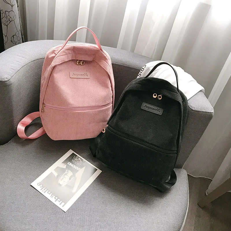 2 unid/set Retro de pana DE LA ESCUELA Mochila para niña Simple diseño las mujeres bolsos de hombro bolsa mujer Mochila 2018 Mochila XA100H