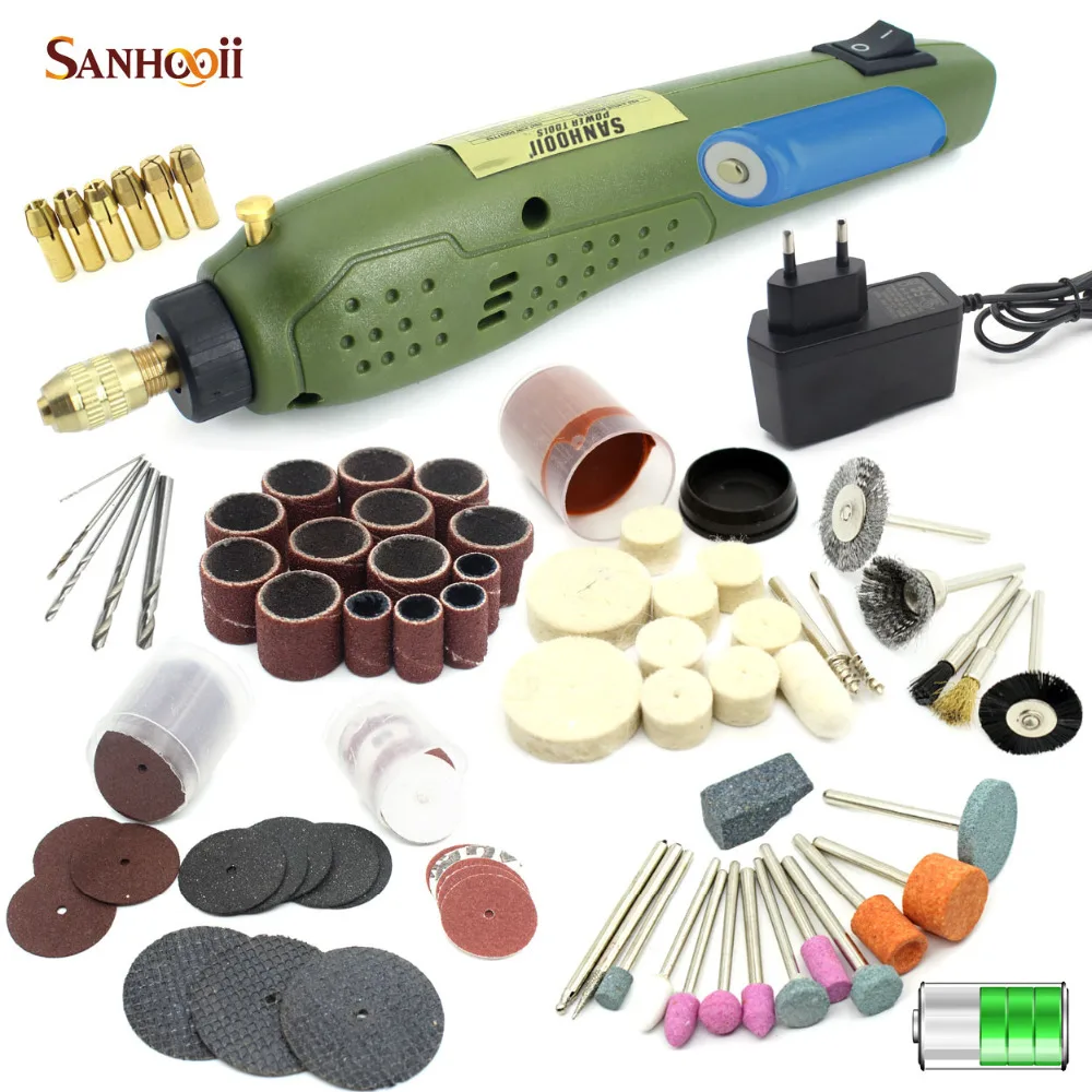 

SANHOOII Portable Wireless Mini Electric Drill Rotary Tool Rechargeable Battery + Grinding Accessories Engraving Power Tool kit