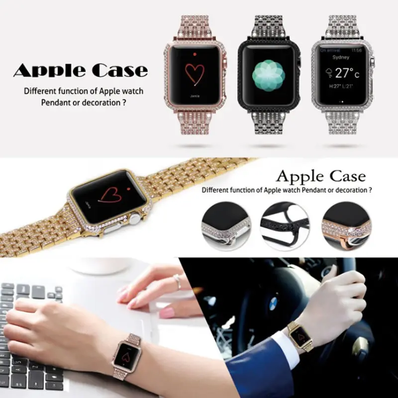 For Apple watch case Protective Shell Hand Made by Crystal Diamond Cover Style (2)