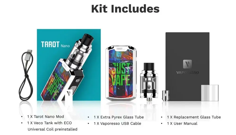 Vaporesso Tarot Nano Kit 80W Box Mod with VECO Vape Tank 2ML Atomizer EUC Coil Vaporizer Electronic Cigarette Vapor 2500mah