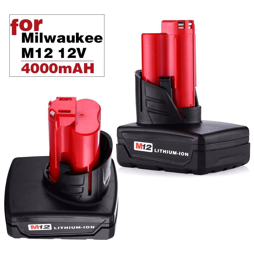 Кол во 2X4000 mAh 12v M12 литий ионная аккумуляторная батарея для Milwaukee 12 Vlot 48 11 2402 2440 XC