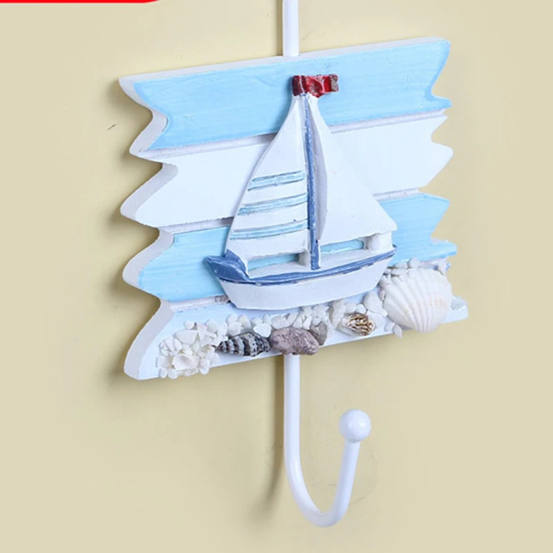 Creative Mediterranean Style Hook Hanger Wood Nautical Hanging Crafts