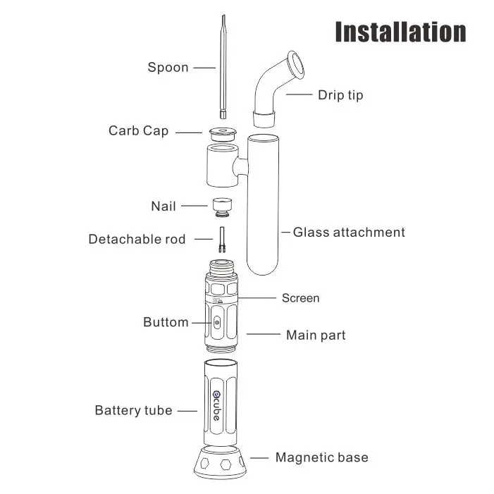 Ecube Master Kit Wax Oil Vaporizer Enail Vape Pen Vapor LCD Screen Water Pipe Filter Temperature Control Replaceable Heating Rod