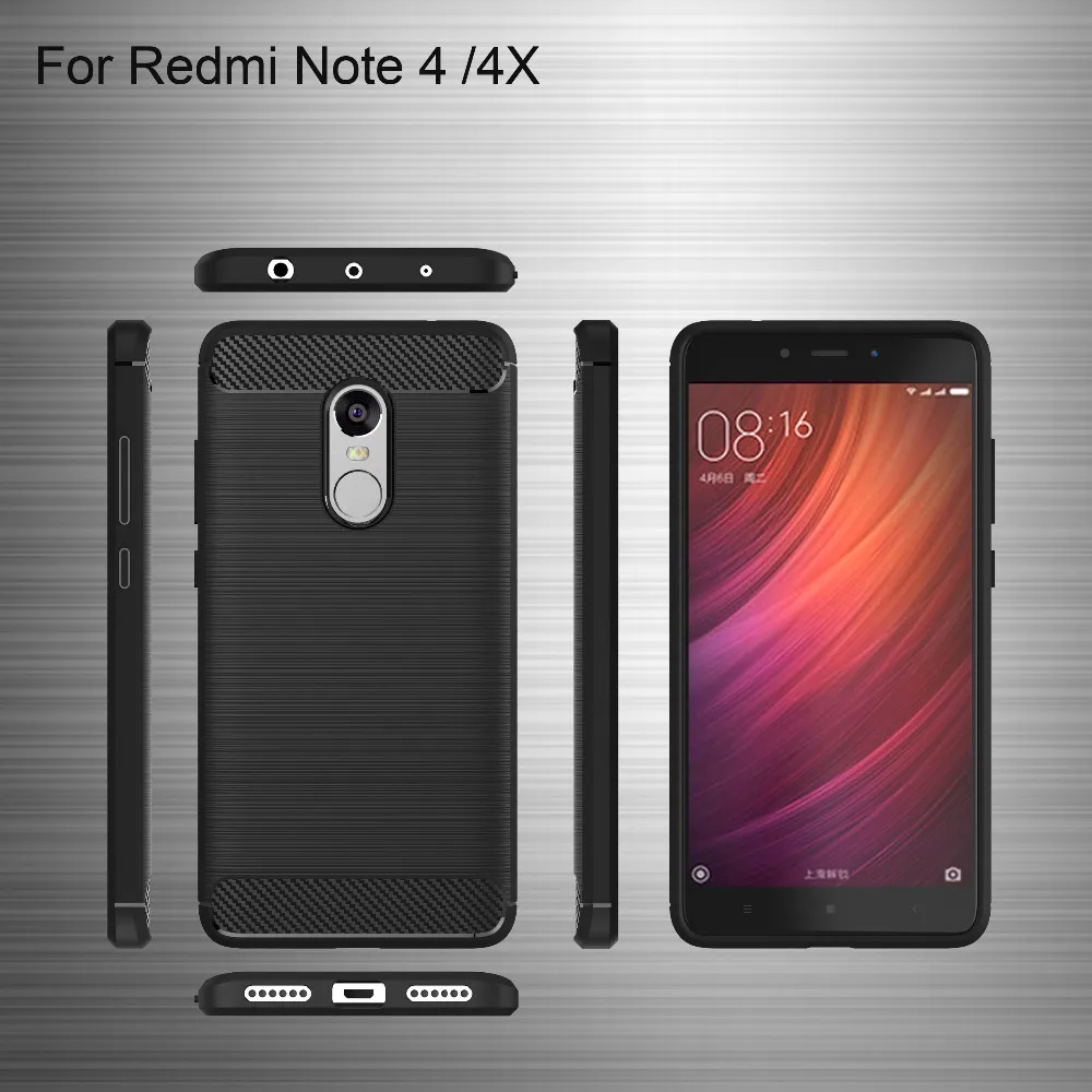 Чехол для Redmi Note 4 ударопрочный Роскошный Матовый силиконовый чехол с текстурой