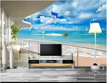 

Custom 3d photo wallpaper 3d wall murals wallpaper The balcony on the blue sky background wall paper 3d room wallpaper