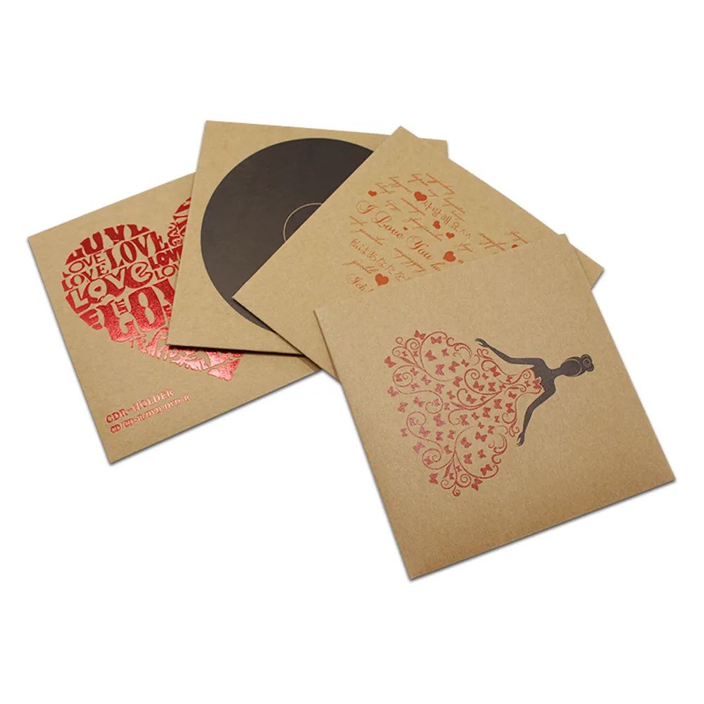 50Pcs/Lot 12.5*12.5cm Kraft Paper CD DVD Packaging Bag Box Retail CD Case Cover Holder Envelope