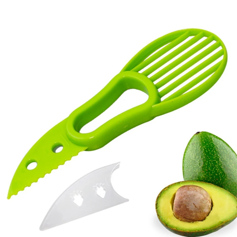 

3 In 1 Avocado Slicer Shea Corer Butter Fruit Peeler Cutter Pulp Separator Plastic Knife Kitchen Peeler