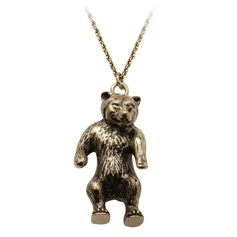 High Quality Big Bear Necklace Vintage Style Fashion Long Necklace