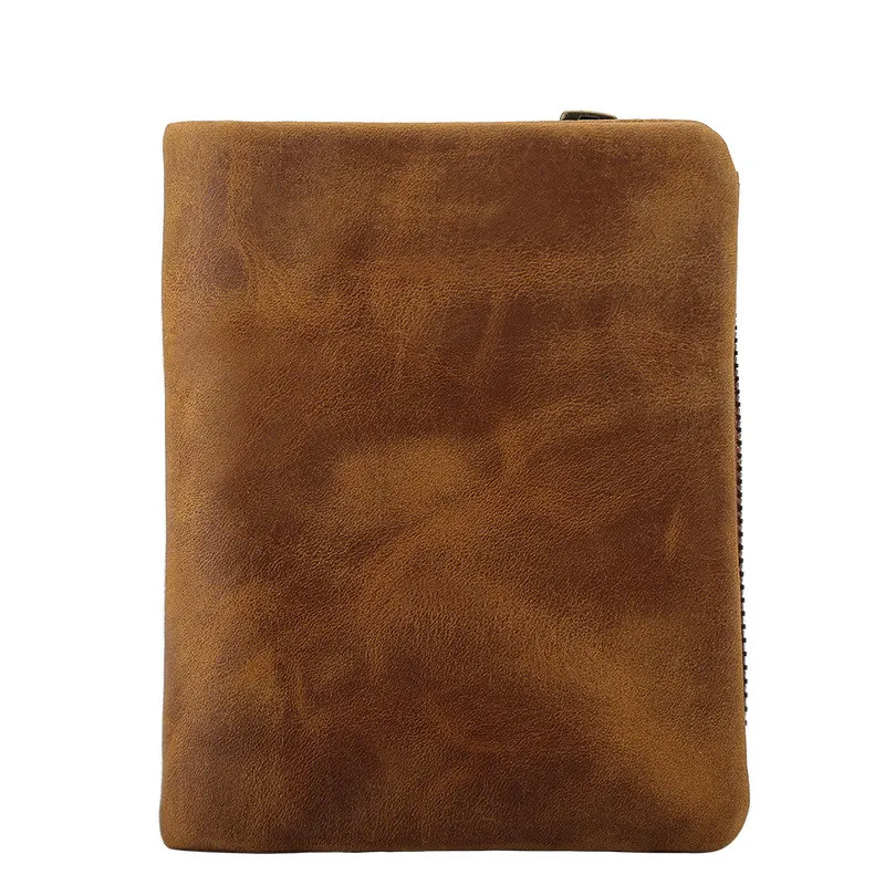 WardWolf, съемный кошелек, кошелек для мужчин, на молнии, монета, сумка, держатель для денег, Ретро стиль, натуральная кожа, короткий кошелек, мужской ID держатель для карт - Цвет: Brown