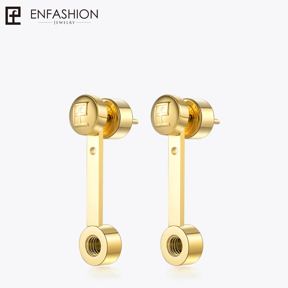 Enfashion играть серии винт Длинные висячие серьги золотого цвета из нержавеющей