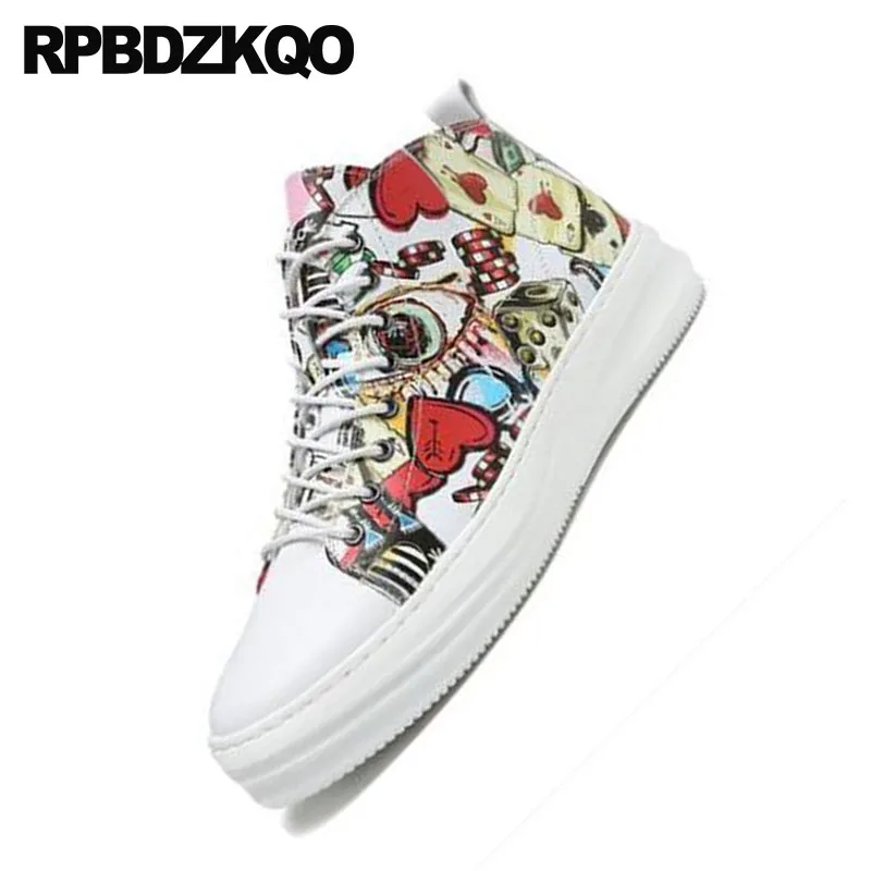 Semelle Formateur Pleine Color Épaisses Baskets Semelles Fleur Flower Plate Cuir forme Véritable Harajuku Chaussures Bottes Blanc Bottines Haut Haute En Hommes Motif À 2IWD9HYE