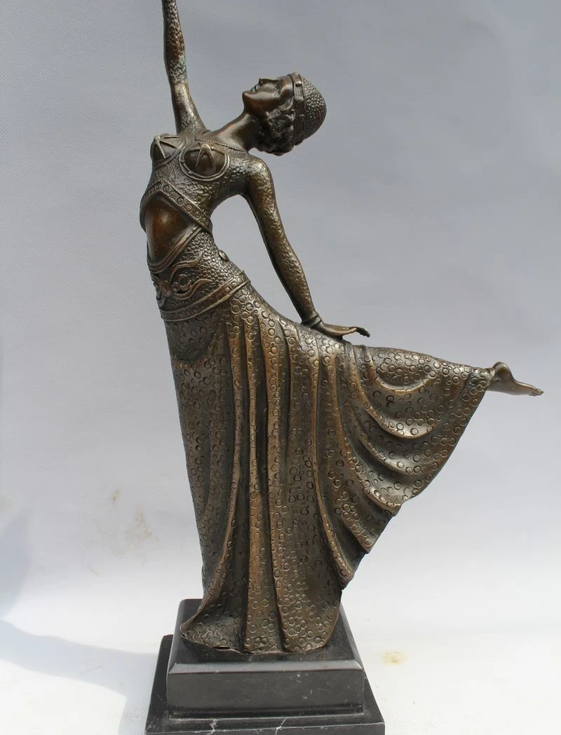 

16"Western Art sculpture Bronze Marble Belle Women Dancing girl Ballet Statue