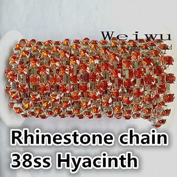 

More Shiny 10 Yards 38ss 8.0-8.2mm Hyacinth Silver Base Handmake Strass Rhinestone Chain