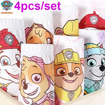 

Original Paw patrol 4Pcs/bag Baby boy Girl Underwear everest skye Cartoon Kids Panties Children Cotton Underpants plush toy doll