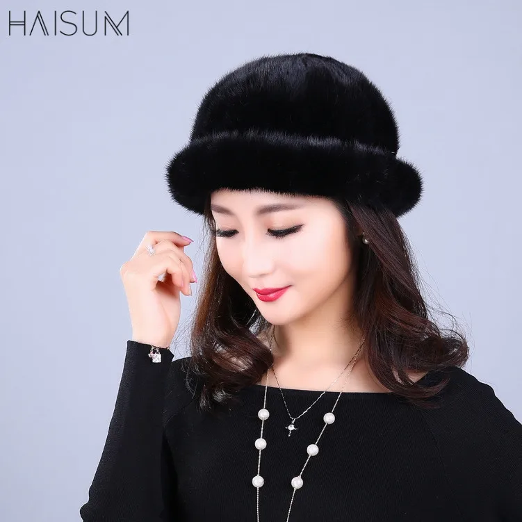 

Mink Hat Ladies' autumn and winter mink hat, hat, warm dome hat MZ31