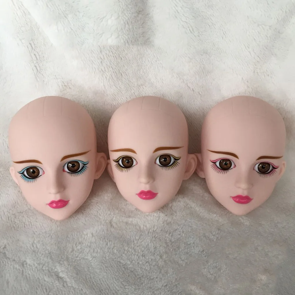 1/4 Female Doll Head w/ Brown Eyes for BJD DIY Part Accs
