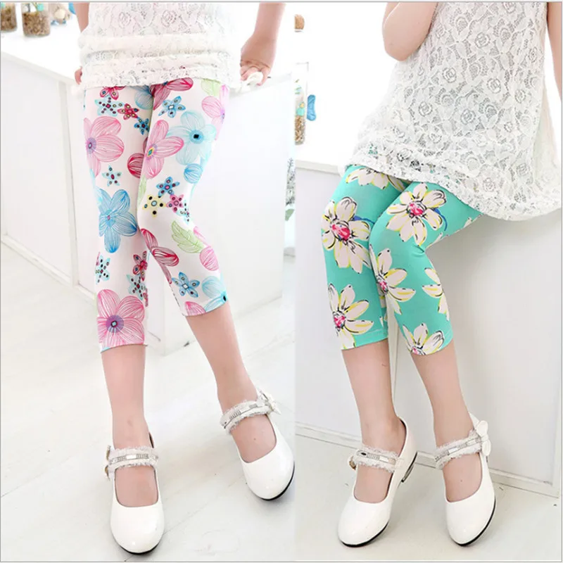 2017 Printing Flower Girls Colorful Digital Child Leggings Kids Pants Children's Clothing 2-7Y |