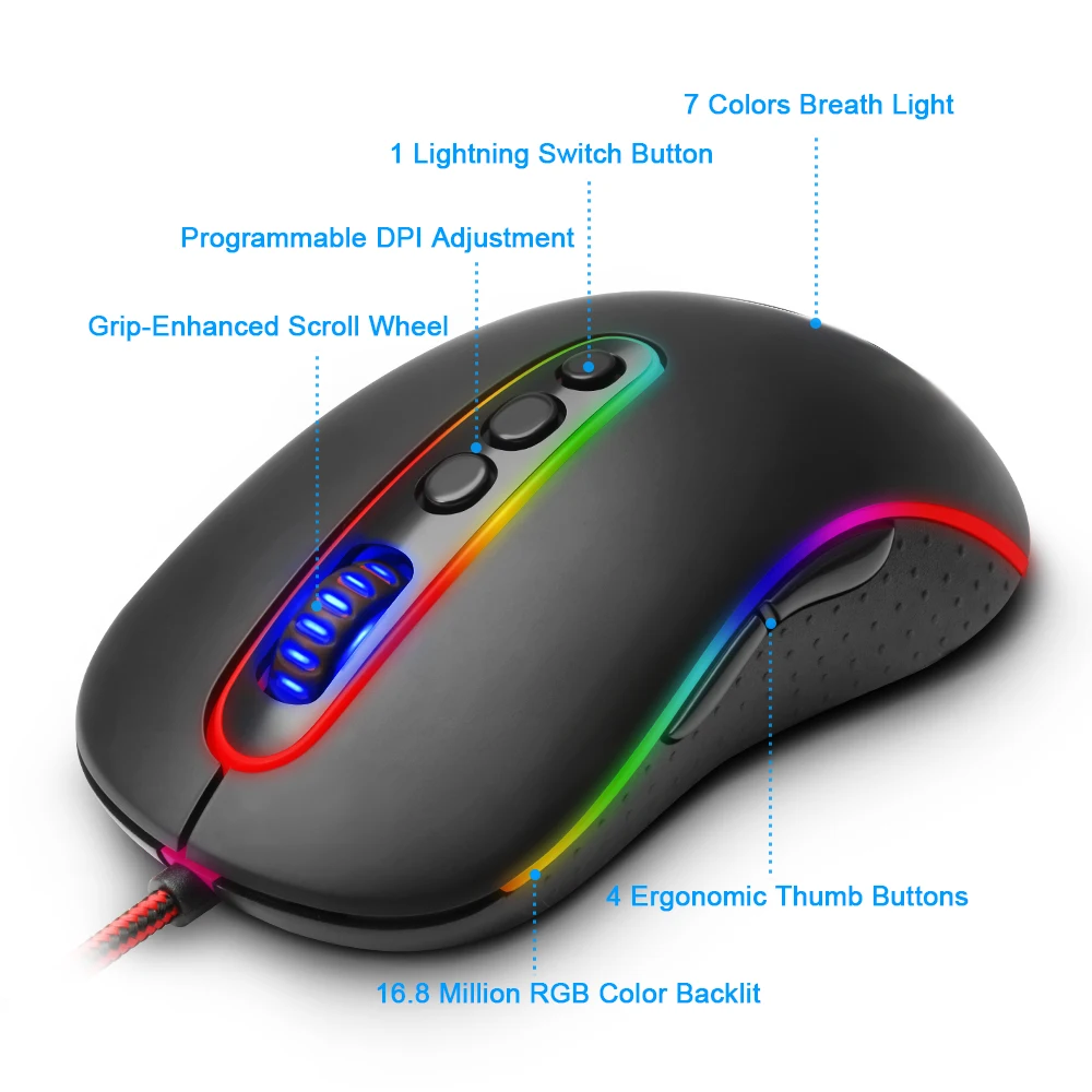 Redragon PHOENIX M702-2 USB игровая мышь Проводная 10000 dpi 11 кнопок эргономичный дизайн для компьютера программируемые мыши для геймера