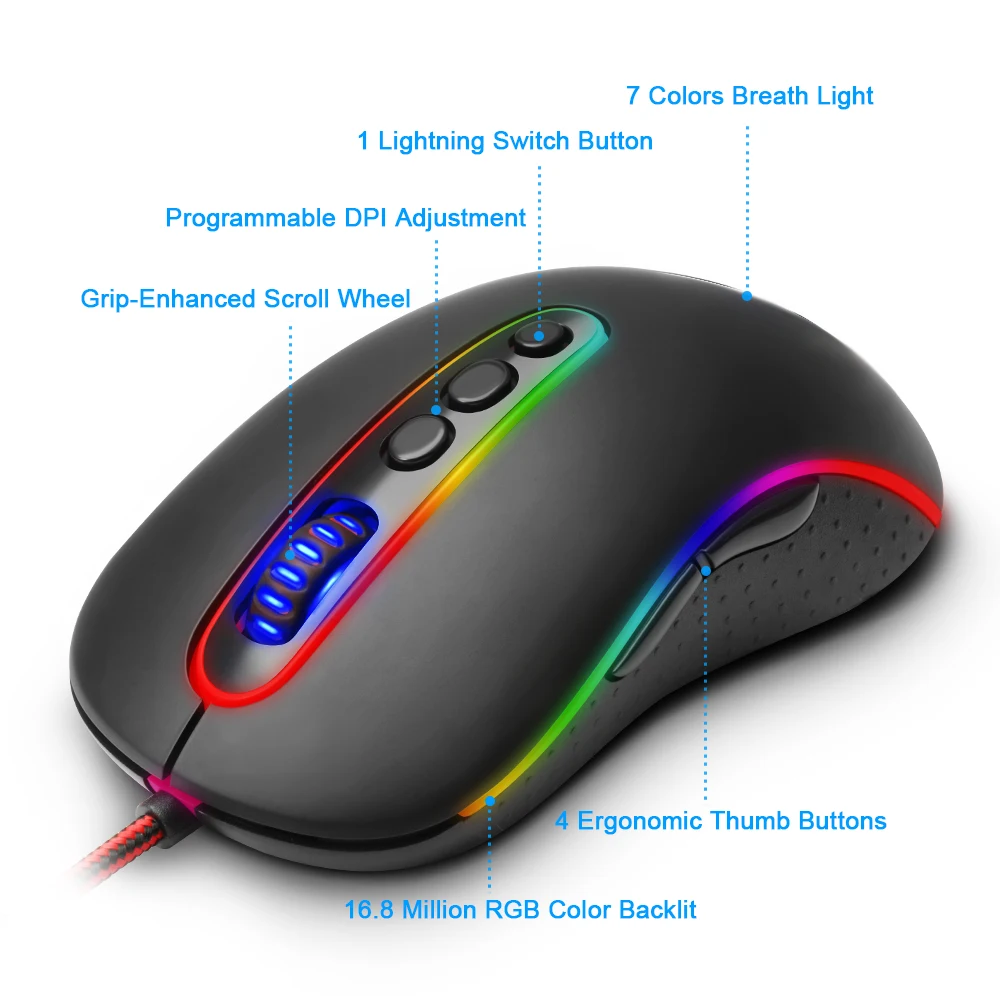 Redragon PHOENIX M702 2 USB игровая мышь Проводная 10000 dpi 11 кнопок эргономичный дизайн для