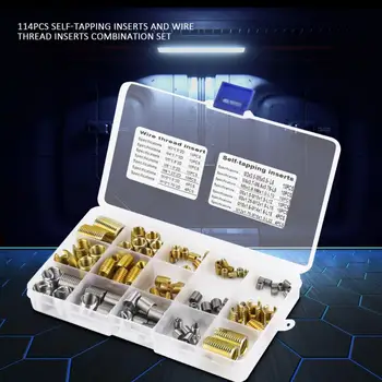 

116Pcs/Set Self Tapping Thread Insert Slotted Inserts and Steel Wire Thread Inserts Combination Set Thread Repair Tools