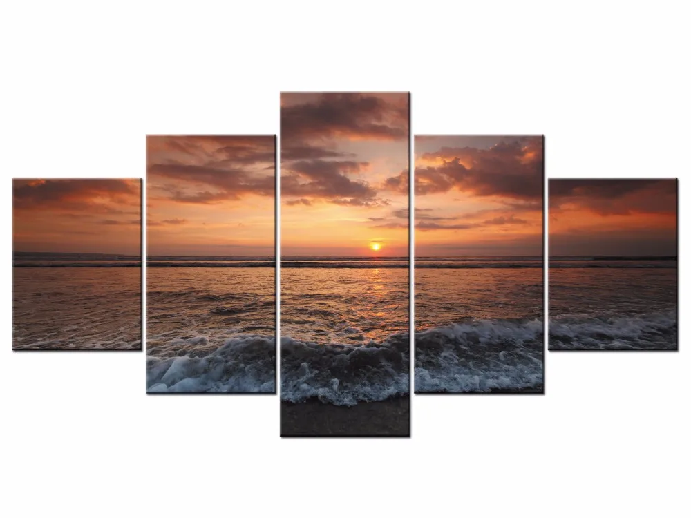 5 Pieces Seascape With HD Large Print Canvas Painting For Living Room Home Decoration Unique Gift Wall Picture Framed J009-056 | Дом и сад