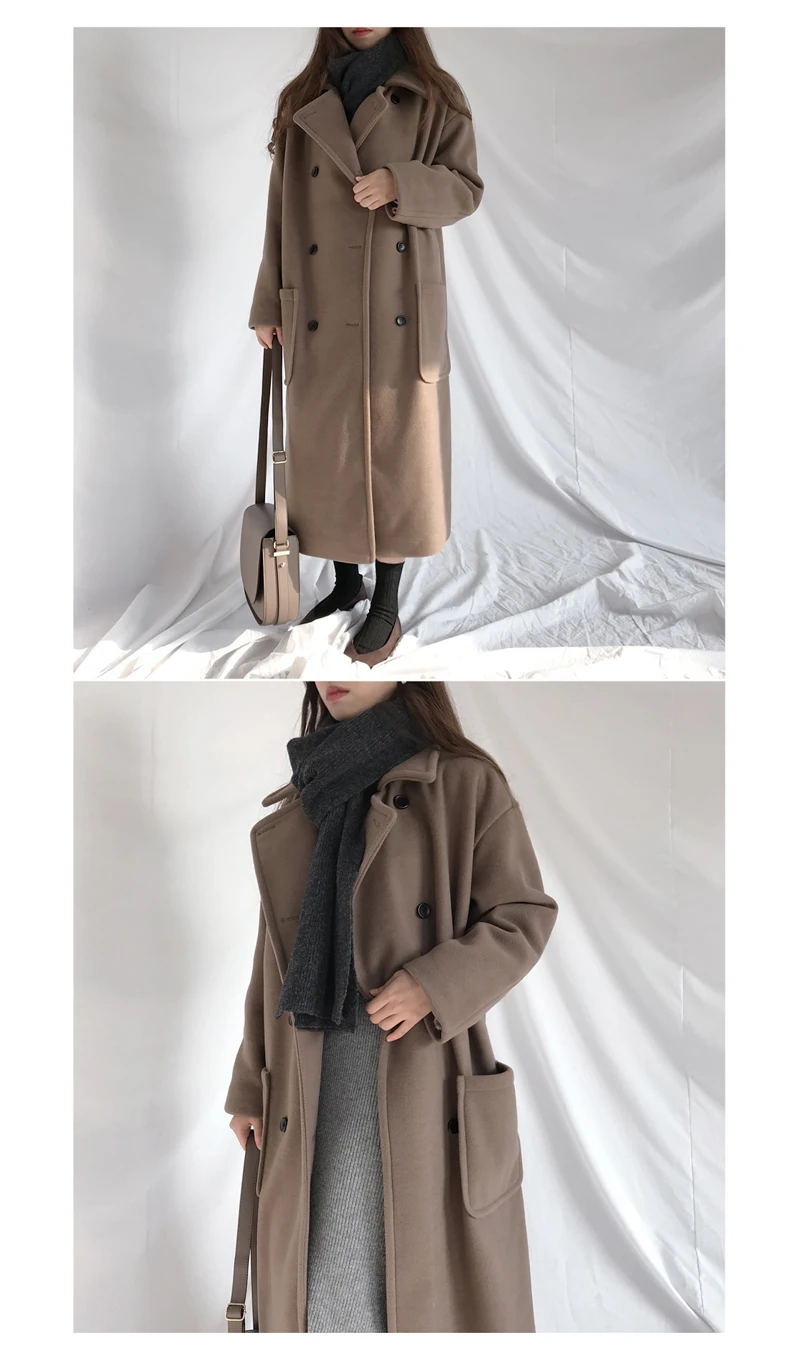 Осенне-зимнее пальто, Женское шерстяное пальто, большой размер, длинный Тренч, верхняя одежда, шерстяное пальто, женская верхняя одежда