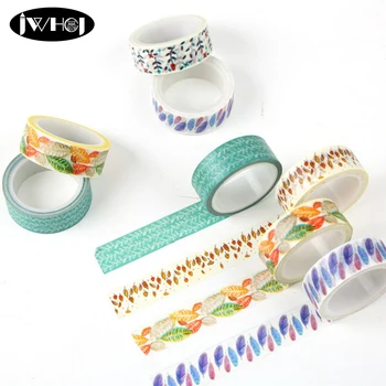 

1pcs 1.5cm*5m Colorful feather leaves plant washi tape DIY decoration scrapbooking planner masking tape adhesive tape stationery