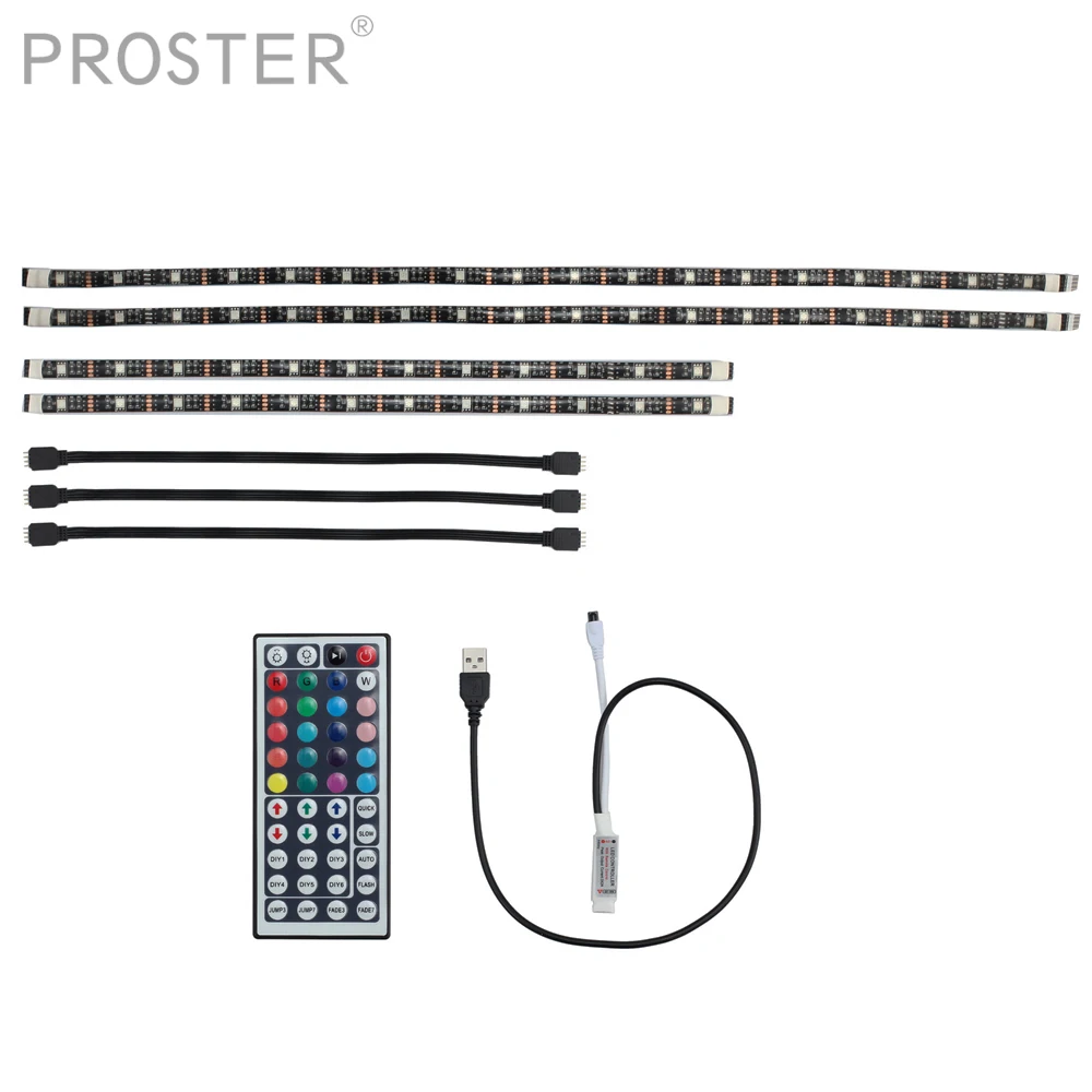 

Proster for Colour Changing 5V RGB 5050 LED Strip USB 2x40+2x60cm TV PC Back Mood Light with IR Remote