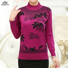 Knitted Sweater Autumn Winter Large size Pullover Loose O-neck Long sleeves Printing Casual Color Many New Fashion Women Sweater