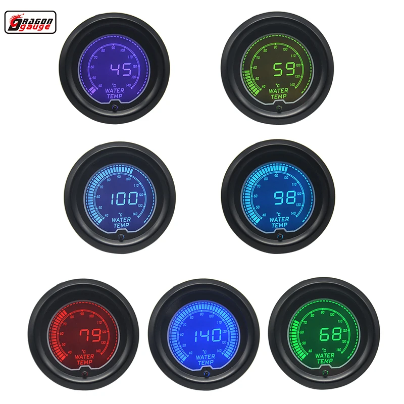 Dragon gauge 52mm 7 Color backlight LCD digital Water temp gauge 40 140