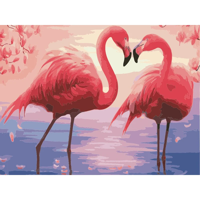 

FUYUN Diy Diamond Embroidery Pink Flamingos Diamond Painting Cross Stitch Full Round diamond mosaic Painting animals Home Decor