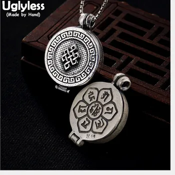 

Uglyless 100% Real Solid 990 Pure Silver Handmade Mantra Pendants Necklaces NO Chains Opening Box Pendant Thai Silver Fine Jewel