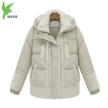 

Plus size Winter Women Down cotton Jacket Coat New Thick Warm Flocking Hooded Parkas Medium length Loose Outerwear IOQRCJV Q066