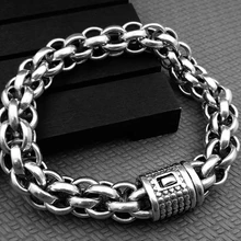 925 пробы серебряной полосой Мужская петля звено цепи браслет 8,6" Модные украшения A2295