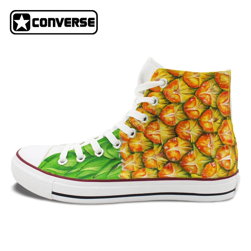 Pineapple Canvas Skateboarding Pumps Men Women Converse Hand Painted Shoes Fruit High Top