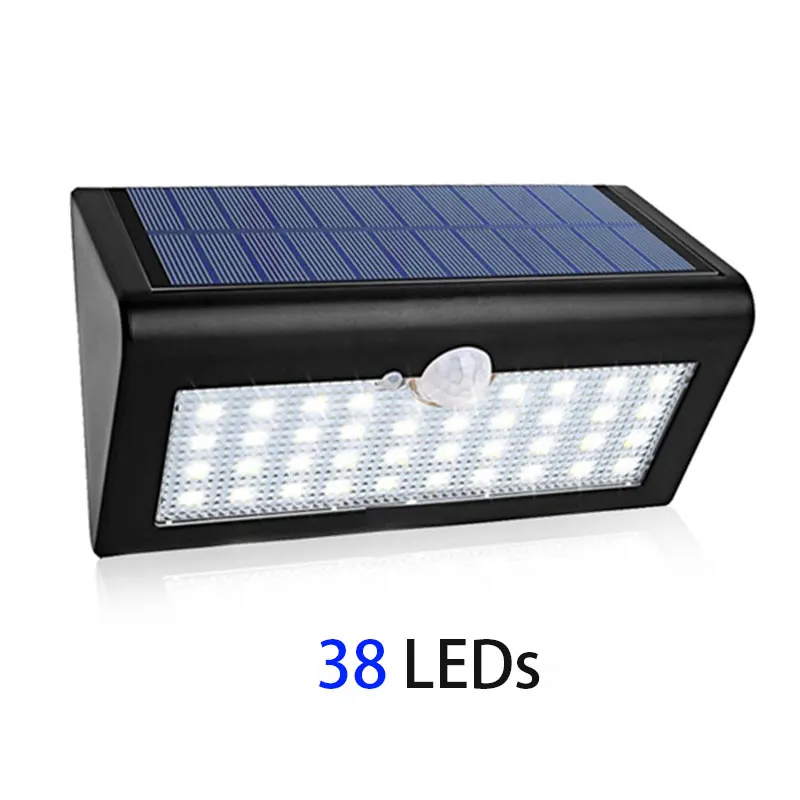 ZAHORIO 36LED PIR датчик движения Солнечный уличный светильник 3 режима наружный светильник Настенный светильник водонепроницаемый энергосберегающий двор дорожка для дома Garde - Испускаемый цвет: 38 LEDs Wall Lamp