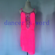 Латинских танцев пикантные алмаз кисточкой латинские танцы платье для детей женщин танцевальная конкурс платья S-4XL F103