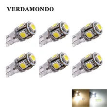 6x T10 W5W 194 168 лампа 5-SMD 5050 светодиодный купольный интерьерный клиновидный белый теплый белый свет 6000K лампы для грузовиков DC 24V
