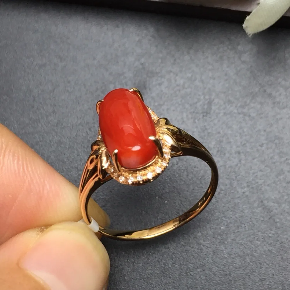 Fine Jewelry Настоящее 18 К розовое золото натуральный красный драгоценный Коралл Италия происхождения драгоценных камней Сертифицированный