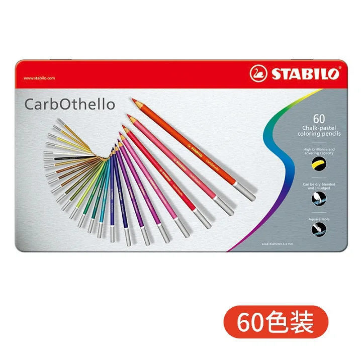 12-Color Set Stabilo CarbOthello Chalk-Pastel Colored Pencil 4.4 mm