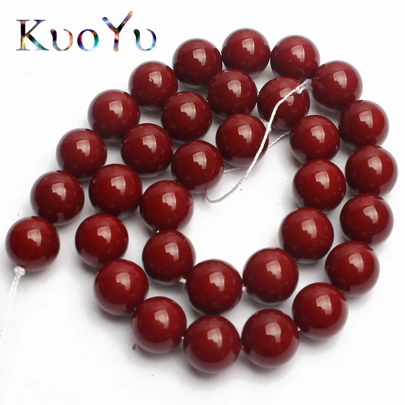 

AA+ Natural Dark Red Shell Pearl Round Smooth Loose Spacer Beads For DIY Making Bracelet Necklace Jewelry 15''inches 6/8/10/12mm