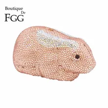 Бутик De FGG Шампанское Кристалл для женщин кролик вечерние клатчи сумка Свадебная вечеринка Выпускной Minaudiere клатч