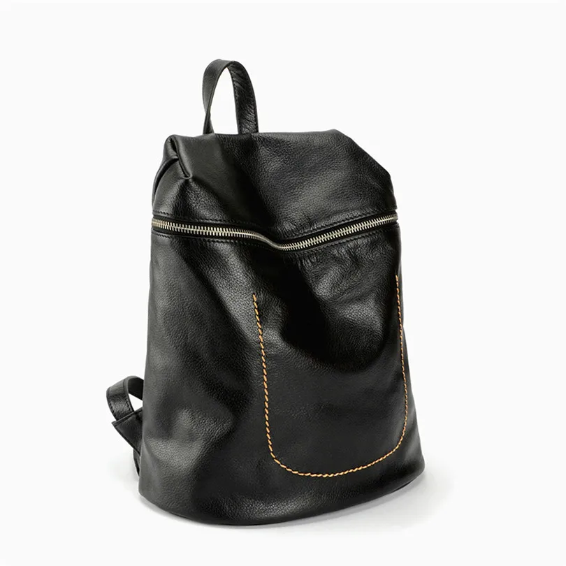 

BeDo Women Black Big Size Real Leather Backpacks Cow Leather Fashion Polyester Lining Backpacks Women Zipper Useful Bags