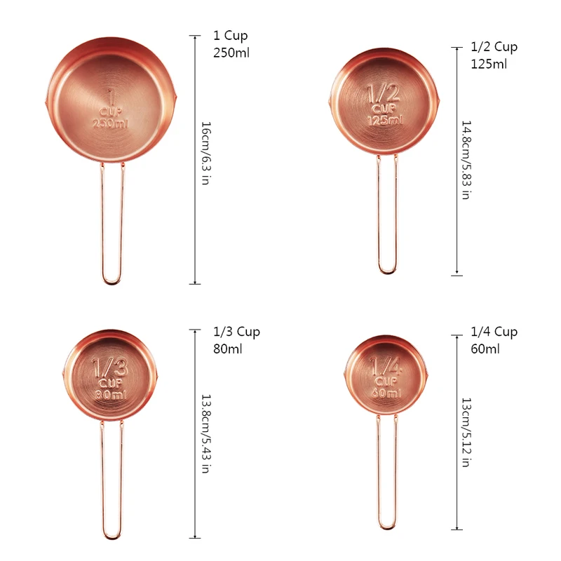 Kitchen Scale 4Pcs Stainless Steel Measuring Cup Set Gold Measuring Cups Coffee Scoop Spoon Measuring Spoon Baking Cooking Tools (10)