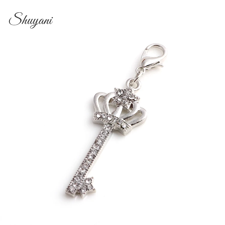 20pcs-lot-Newest-Silver-Crown-Key-Charms-Pendant-with-Crystal-Key-Charms-for-Floating-Locket-Charms
