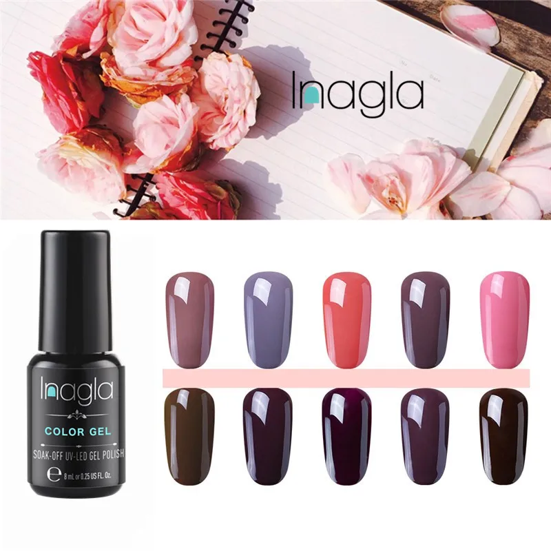 

Inagla Nail Art Design 16 Pure Colors Soak Off Gel Paint Lacquer UV LED Nail Varnish Top Base Gel Nail Polish Gel Varnish Primar