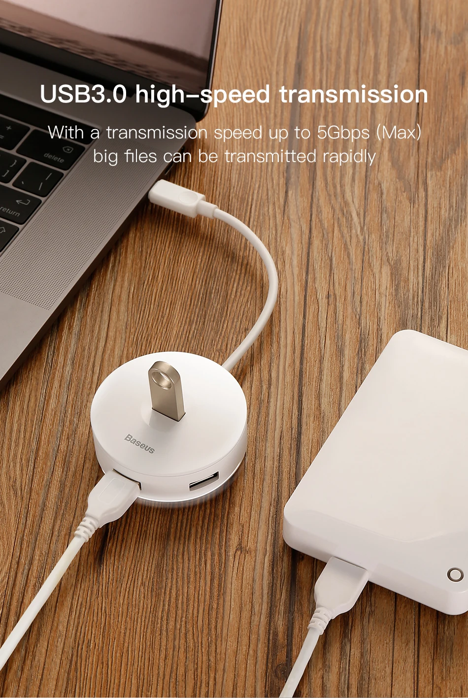 Baseus USB 3,0 USB C концентратор для MacBook Pro поверхностный тип C концентратор USB адаптер Micro USB 2,0 компьютерные аксессуары 4 порта USB разветвитель